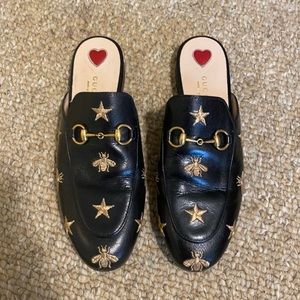Gucci Princetown embroidered leather slipper